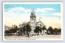 Postcard California Stockton CA Court House 1930s Posted White Border picture