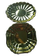 Vintage Solid Brass SERVING PLATES Brasscrafters American Family Set Of 2 picture