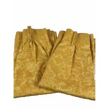 Vintage Set of 4 Vintage Yellow Flowers Pinch Pleats Curtains, lined, Shimmers. picture