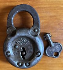 Vintage 1915 EDWARD'S SIX LEVER PAD LOCK WITH KEY picture