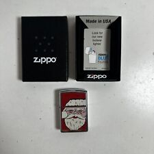 Vintage Zippo Genuine Silver Windproof Santa Claus Face Butane Lighter With Box picture