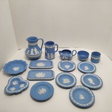 Vintage Lot Of 15 Wedgwood Jasperware  Blue & White Made In England picture