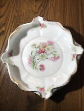 Antique K. St. T Silesia Germany Porcelain Plate Pink&White Carnations Gilded picture