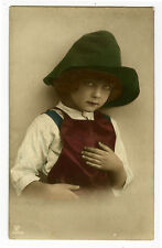 c 1923 Cute Young SERIOUS GIRL Child children charactor tinted photo postcard picture