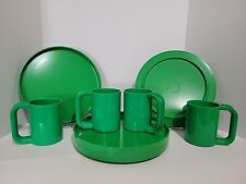  Heller Design By Massimo Vignelli Melamine Melmac 4pc Green Cup & Plate Set picture