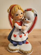 Lefton Valentines Girl hugging Valentines Figure  ~RARE Lefton Valentines Heart picture