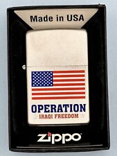 Vintage 2010 Operation Iraqi Freedom American Flag Chrome Zippo Lighter NEW picture