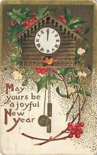 c1910 Cuckoo Clock Flowers Postcard Vintage New Year P188 picture