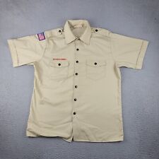 Vintage Boy Scouts of America Shirt Boys Youth 2XL Beige Button Up Uniform USA picture