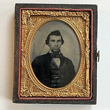 Antique Ruby Ambrotype Photograph Very Handsome Charming Dapper Young Man Goatee picture