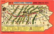Vintage Postcard- Map of Pennsylvania Turnpike, PA UnPost 1930s picture