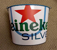 Heineken Silver Beer Metal Pail Ice Bucket With Handle - Drink chilling bucket picture
