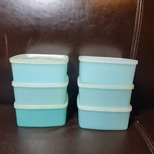 Vintage Tupperware Blue Storage Containers 310-13 With Lids Lot Of 6 picture