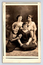 RPPC Portrait of Mother and Thee Daughters Real Photo Postcard picture