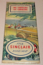 Vintage 1934 SINCLAIR 5 Panel Road Map NC SC NORTH SOUTH CAROLINA - Car Graphics picture