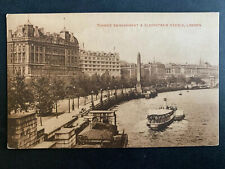 Postcard London England - Thames Embankment Cleopatra's Needle Passenger Ferry picture