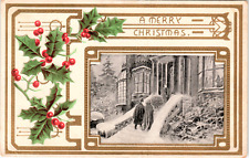 1909 Embossed Christmas Postcard A Couple Entering Home For Party picture
