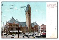 1909 Dearborn Street Railroad Station Chicago Illinois IL Antique Postcard picture