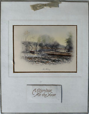 The Ferry, 1924 Antique Calendar and  Print, Delicate Landscape picture