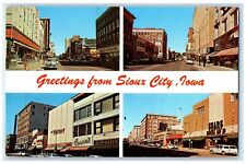 c1950's Greetings From Sioux City Iowa IA, Buildings Multiview Vintage Postcard picture