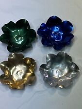 Vintage Ray E Dodge Aluminum Bowl Dishes  4 Colored Flower Mid Century Modern picture