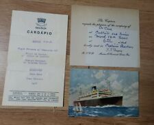 1940's Postcard Ocean Liner S.S. Uruguay Moore-McCormack Lines + Invite + menu picture