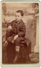 CIRCA 1880s CDV L.R. BLISS YOUNG BOY IN SUIT DETAILED GROTON NEW YORK picture