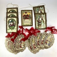 Victorian Old World Diecut Cardboard Christmas Ornament Tag Lot picture