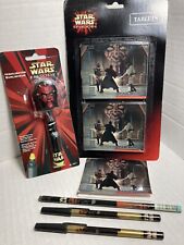 Star Wars Lot 2 Pens, 1 Pencil, 1 Darth Maul Highlighter,  5 Note Tablets NOS picture