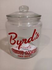 Byrd's Famous Cookies Glass Jar Round, 6.5 Inch Tall with Lid, EUC picture