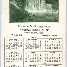 1935 Nashua Iowa Egg House Calendar Seasons Greetings Owen Short Advertising 5V picture