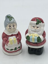 Vintage Mr & Mrs Santa Claus Salt & Pepper Shakers Set Christmas Kitchy Painted picture
