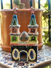 Vintage Mexican Folk Art Terra Cotta Pottery Church Lots Of Character. picture