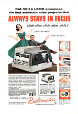 1957 Print Ad Bausch & Lomb Balomatic Automatic Slide Projector Stays in Focus picture