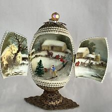 Estate Antique Footed Decorated Egg Christmas picture
