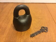 Antique 1800’s Scandinavian Star Cast Iron Padlock Works With Key 3” Jail Lock picture