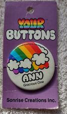 VINTAGE 1983 SONRISE CREATIONS Your Buttons RAINBOW PIN PINBACK Ann picture