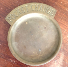 Vintage 5in Solid Brass Pocket Change Dish Bowl Tray Jewelry Key Holder Coin picture