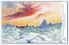 Albert Operti Signed Postcard On The Way To The North Pole Winter Oilette Tuck picture