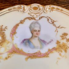 Antique Sevres Style Porcelain Portrait Plate Duchesse de Falari Signed Maglin picture