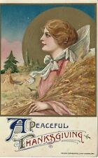 Winsch Thanksgiving Postcard Gold Harvest Moon Embossed 1911 Samuel Schmucker picture