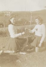 Original Vintage Photo 1940s Cheerleaders Young Women Cheer Uniforms picture