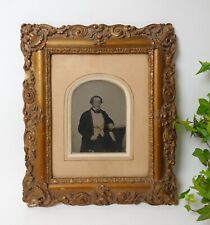 Antique 19th century Victorian gilt frame ambrotype photograph portrait of a man picture