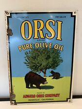 Orsi Brand Pure Olive Oil Sign Vintage Metal Sign 16”x11” picture
