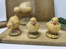 Bethany Lowe Style Chicks Easter Spring Decor Paper Mache Chalk ware LOT Of 4 picture