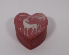 UNICORN TRINKET BOX Pink Heart Shaped Incolay Stone 3