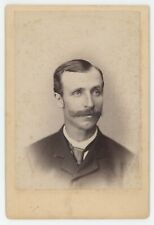 Antique Circa 1880s Cabinet Card Handsome Dapper Man With Mustache Decatur, IL picture
