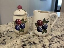 Vintage Knotts Berry Farm Creamer and Sugar Set w/ Lid Blackberry Raspberry picture