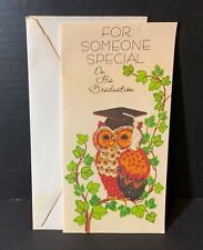 VTG Embossed Hallmark Graduation Card UNUSED Owl With Cap on Tree Branch Diploma picture