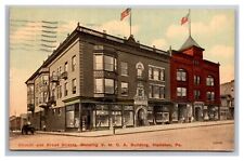 Postcard Hazleton Pennsylvania Church and Broad Street YMCA Building picture
